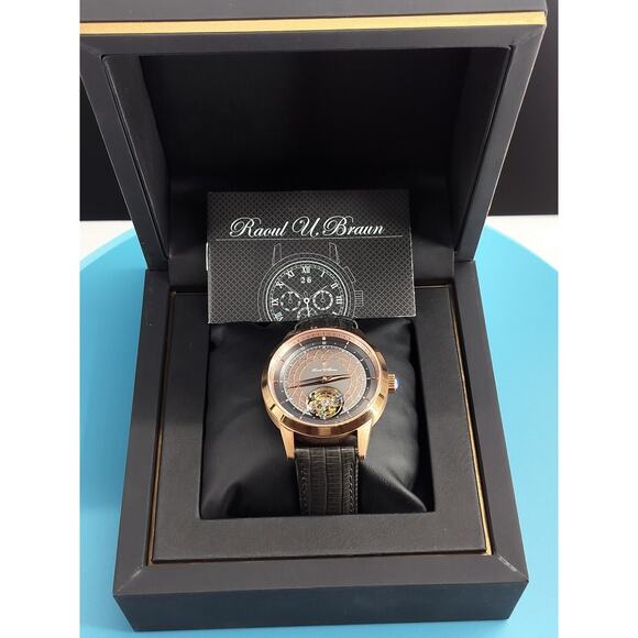 Raoul U. Braun 45mm Mechanical Tourbillon Leather Strap Watch RUB05-T63 - Picture 3 of 16